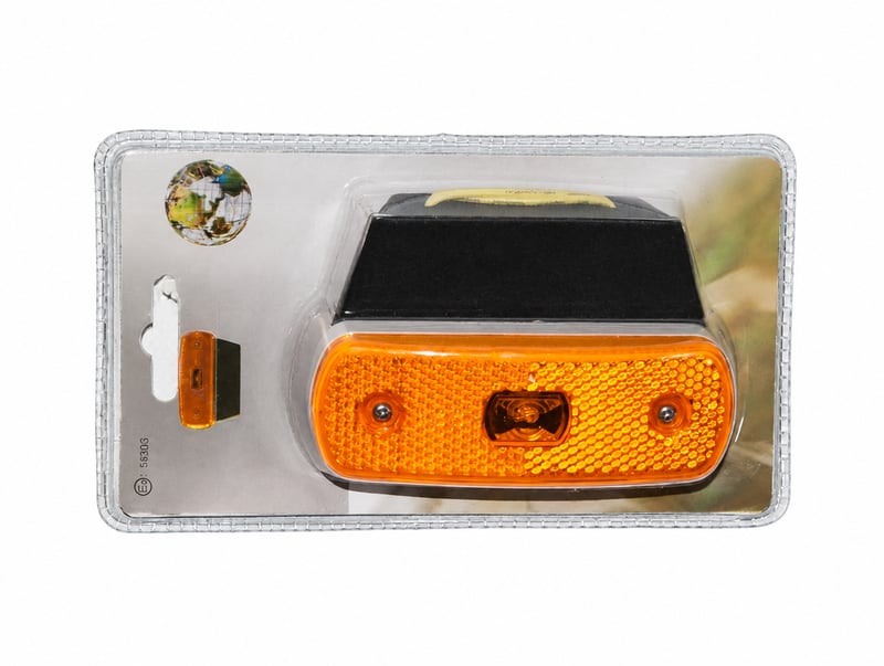 פנס צד לד צהוב מלבן מעוגל + תפס 24V