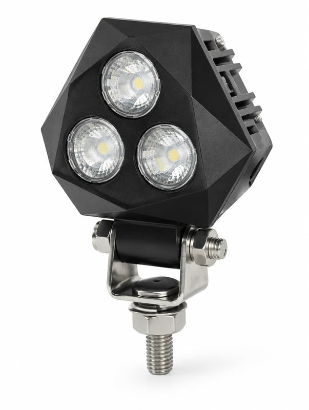 פנס עבודה לד משולש 9W 10-30V + בורג